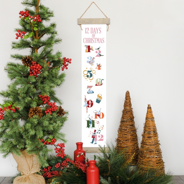 12 Days of Christmas Countdown Hanging Canvas