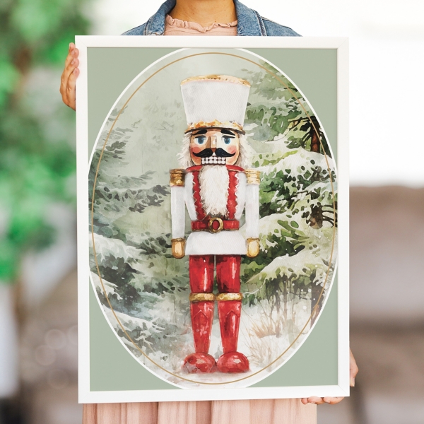 Nutcracker Evergreen Christmas Framed Art Print