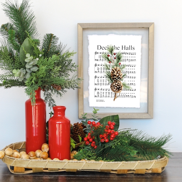 Deck the Halls Greenery Framed Art Print
