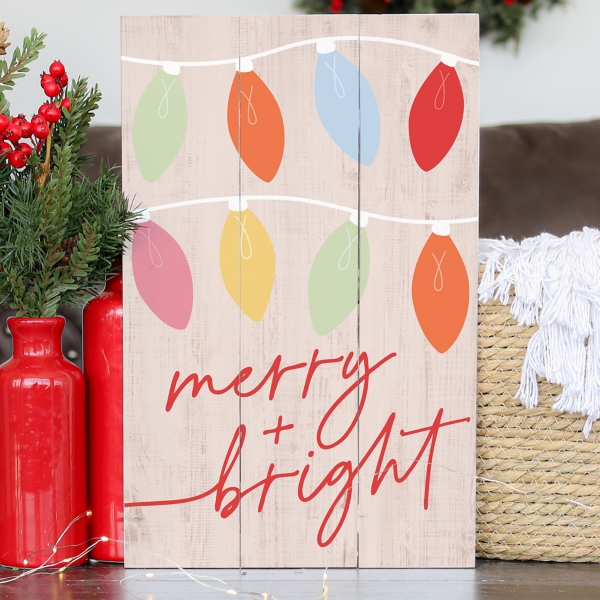 Merry and Bright Wood Wall Plaque