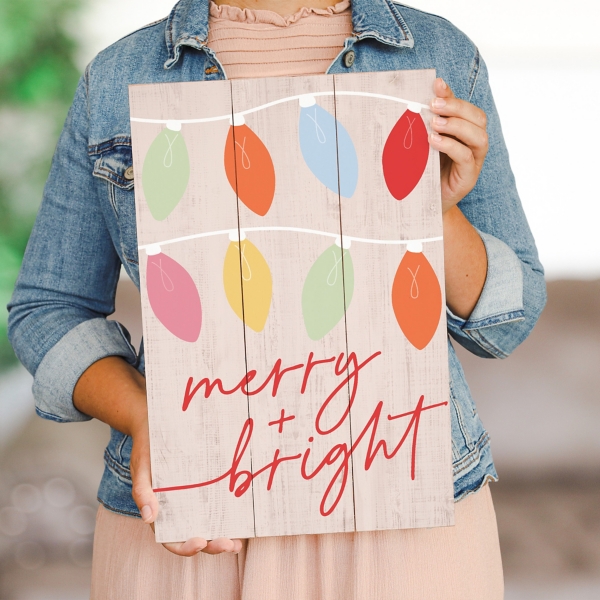 Merry and Bright Wood Wall Plaque