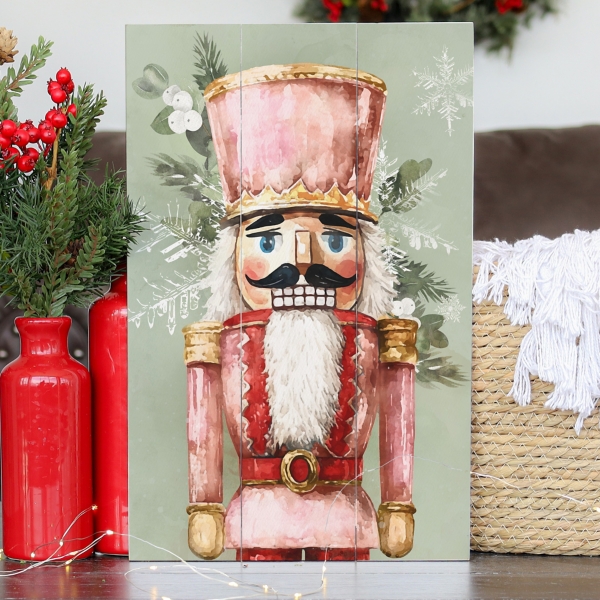 Pink Nutcracker Wood Wall Plaque