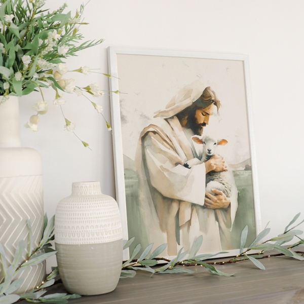 Jesus with a Lamb Framed Art Print