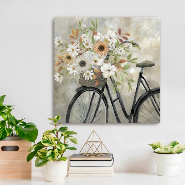 Autumn Floral Bike Canvas Art Print