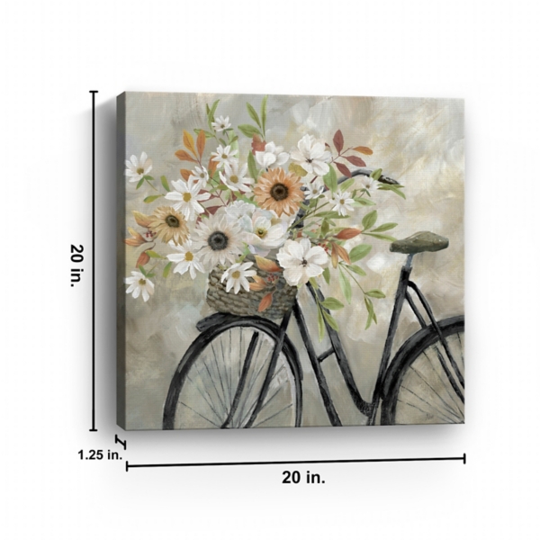 Autumn Floral Bike Canvas Art Print