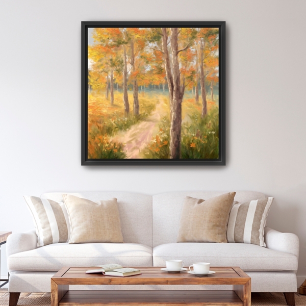 Fall Forest Framed Canvas Art Print
