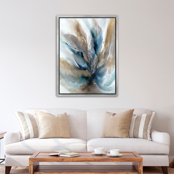 Indigo Crystals Framed Canvas Art Print