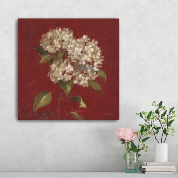 Red Hydrangea Blooms Canvas Art Print