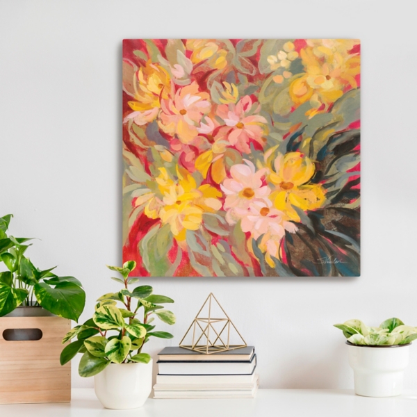 Magenta and Gold Florals Canvas Art Print