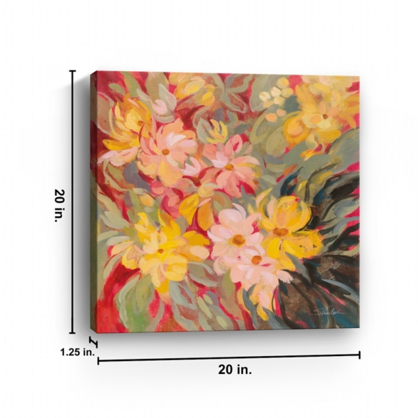 Magenta and Gold Florals Canvas Art Print