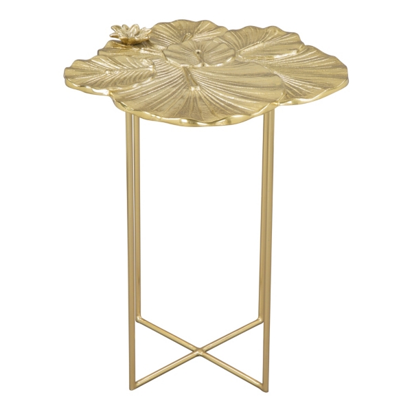 Gold Metal Lotus Accent Table