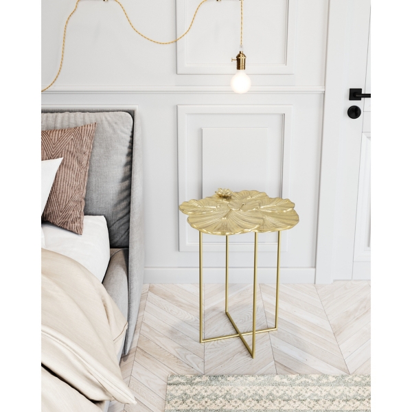 Gold Metal Lotus Accent Table