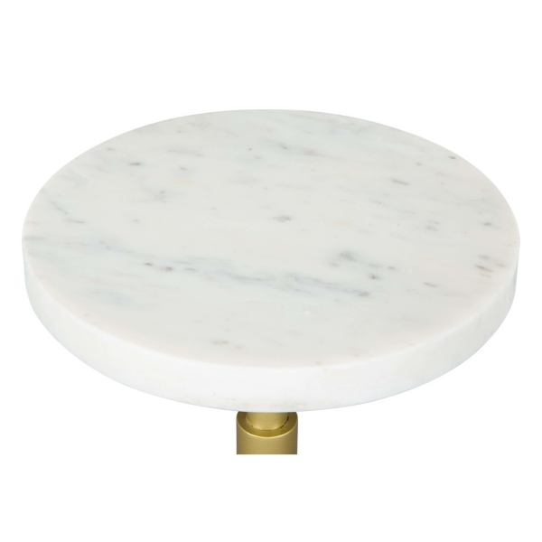 White Marble and Gold Metal Maurice End Table