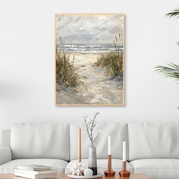 Textured Coast Framed Canvas Art Print