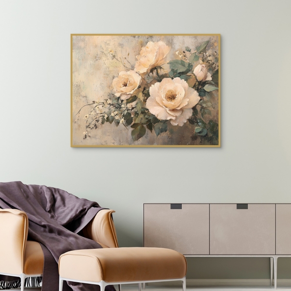 Blush Roses Framed Canvas Art Print
