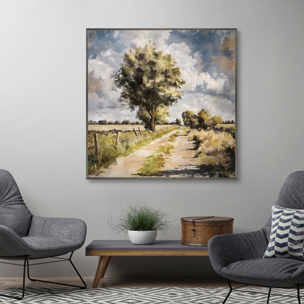 Country Lane Framed Canvas Art Print