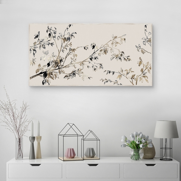 Branches of Gold Framed Canvas Art Print