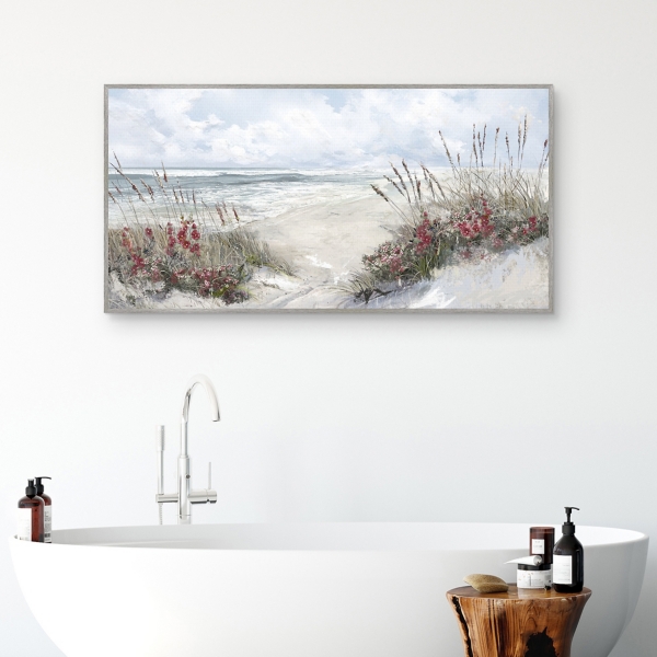Burgandy Shores Framed Canvas Art Print