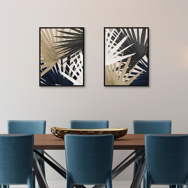 Organic Palms Framed Canvas Art Prints, Set of 2