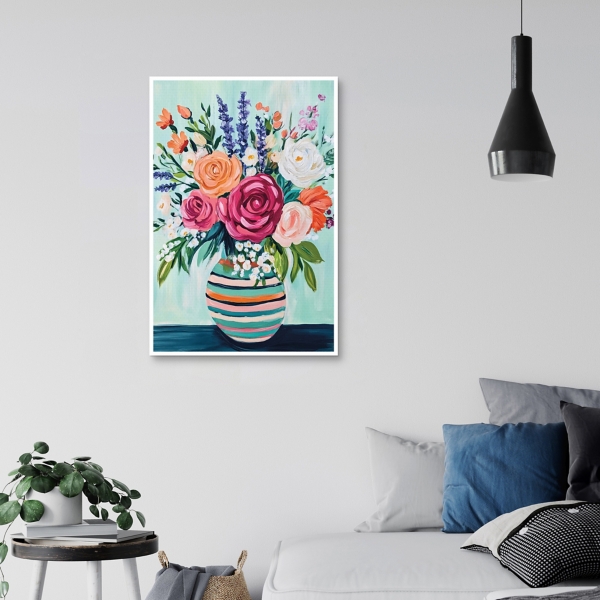 Big Bloom Bouquet Framed Canvas Art Print