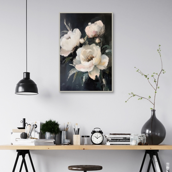 Muted Roses Framed Canvas Art Print