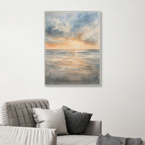 Coastal Sunset Framed Canvas Art Print