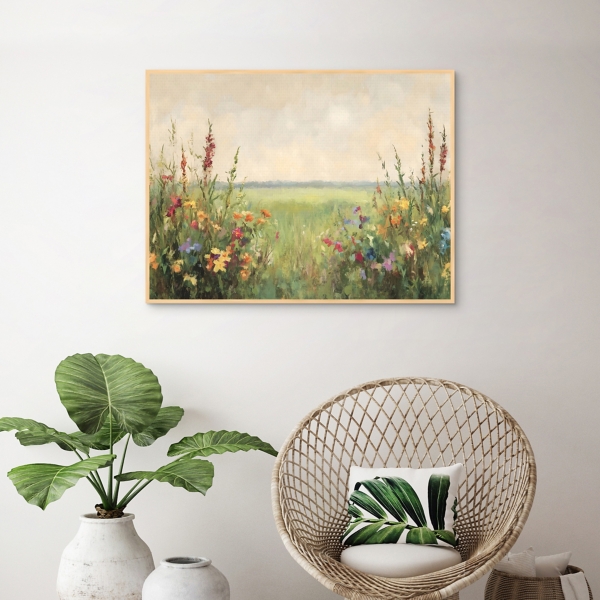 Painted Meadow Framed Canvas Art Print
