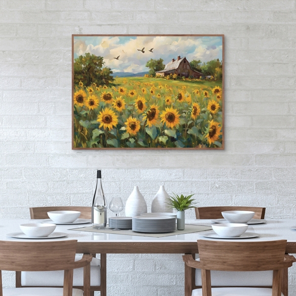 Sunflower Farm Framed Canvas Art Print