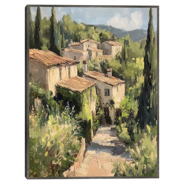 Textured Village Framed Canvas Art Print