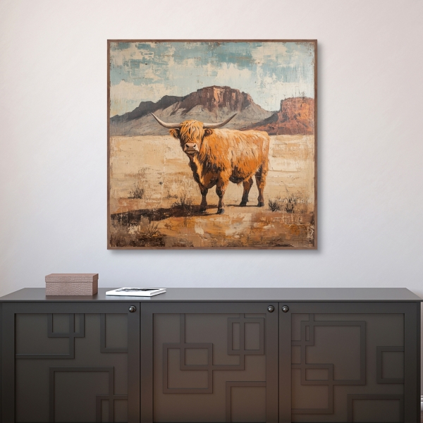 Cow of the Desert Framed Canvas Art Print
