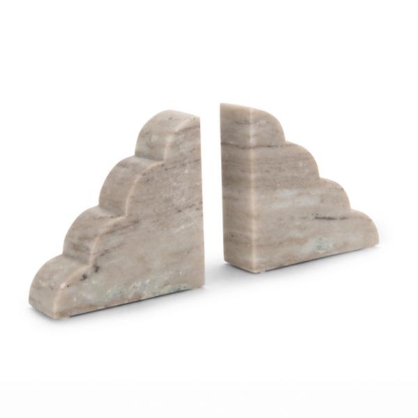 Gray Marble Scalloped Bookend