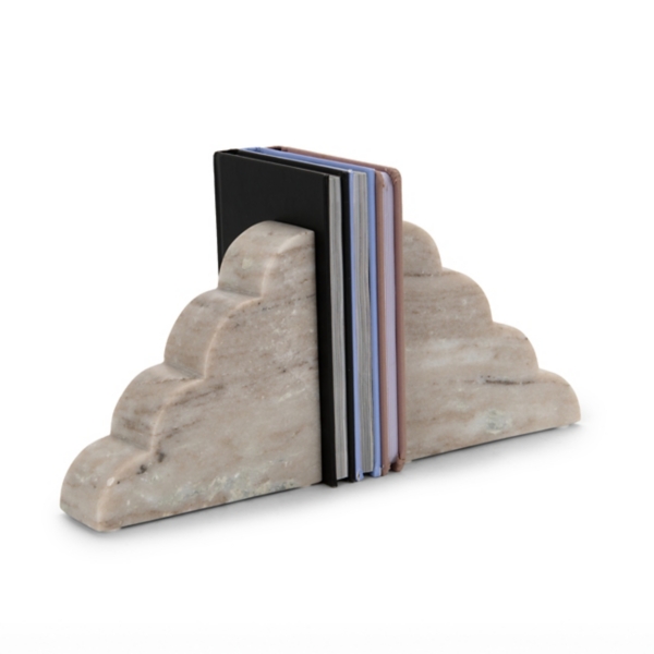 Gray Marble Scalloped Bookend