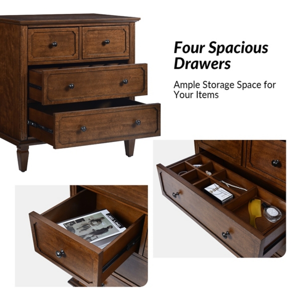 Walnut Hadrian 4-Drawer Charging Chest