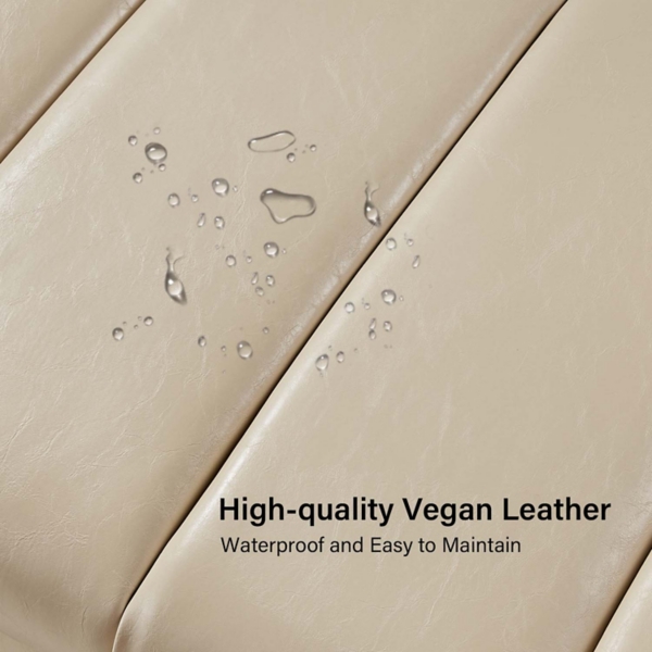 Beige Faux Leather Lauren Metal Bench