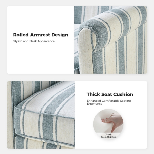 Blue Striped Samantha Upholstered Swivel Chair