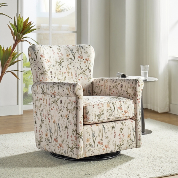 Floral Samantha Upholstered Swivel Chair