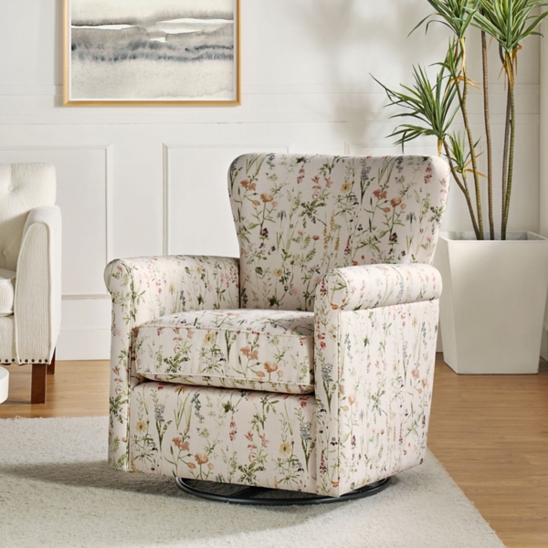 Floral Samantha Upholstered Swivel Chair