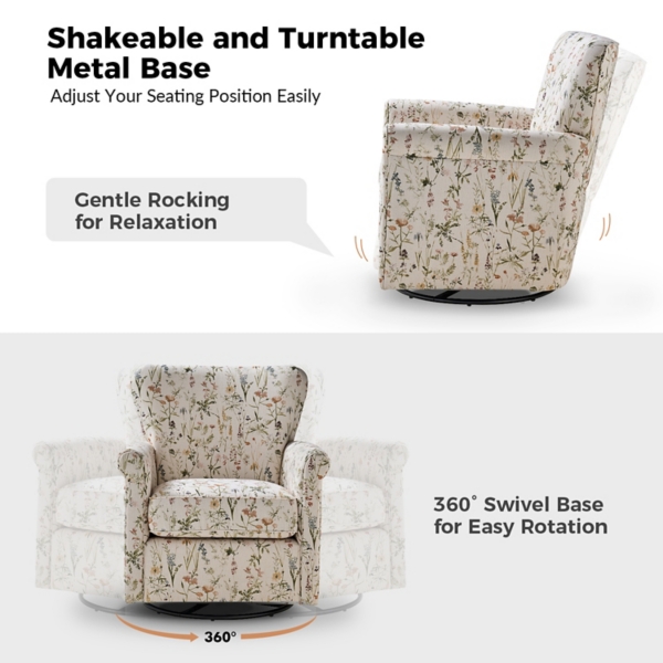 Floral Samantha Upholstered Swivel Chair