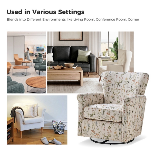 Floral Samantha Upholstered Swivel Chair