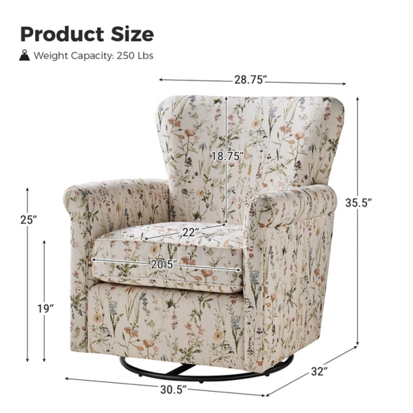 Floral Samantha Upholstered Swivel Chair