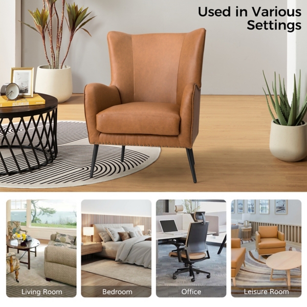 Camel Faux Leather Diomedes Accent Chair