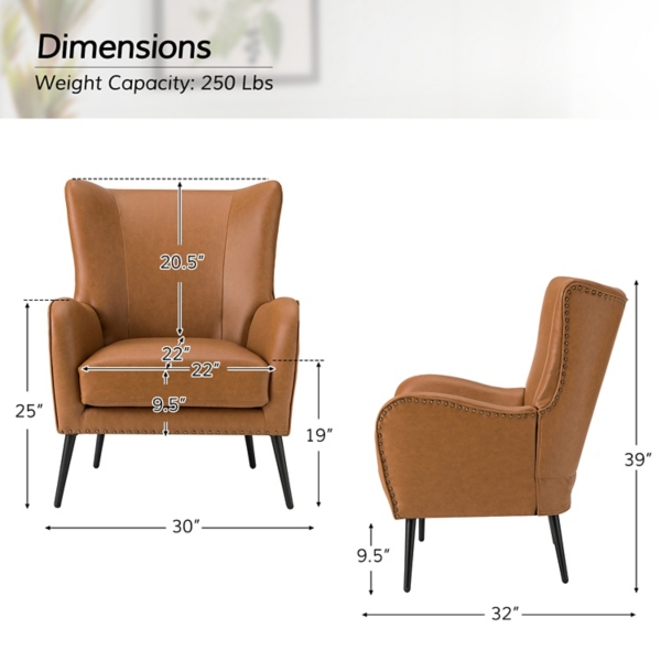 Camel Faux Leather Diomedes Accent Chair