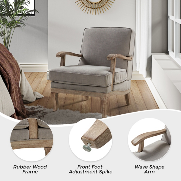 Peppone Gray Upholstered Armchair