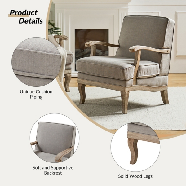 Peppone Gray Upholstered Armchair