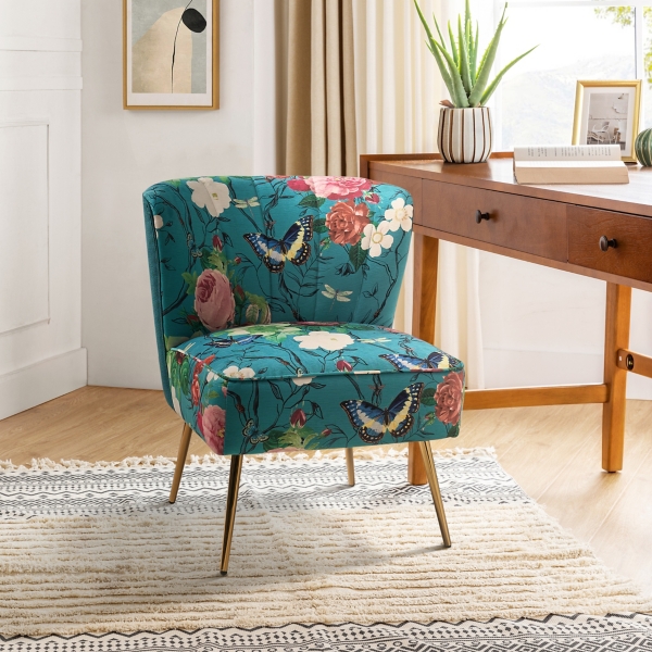 Teal Floral Amata Accent Chair