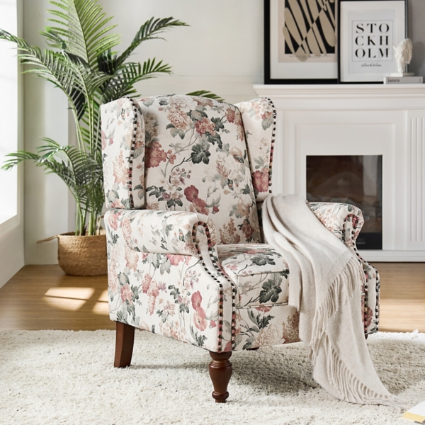 Floral Theodor Wingback Accent Chair