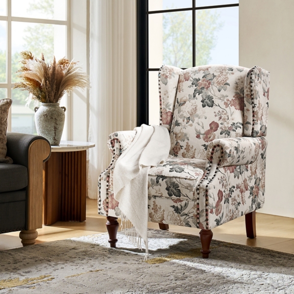 Floral Theodor Wingback Accent Chair