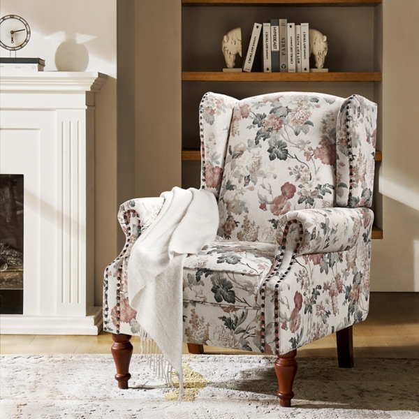 Floral Theodor Wingback Accent Chair
