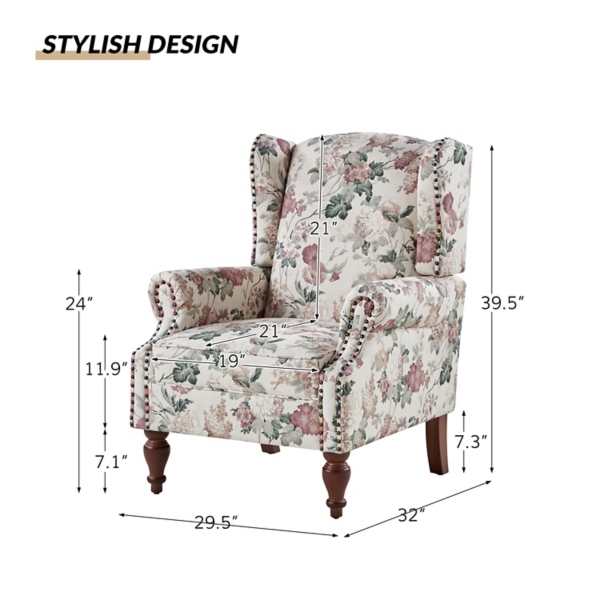 Floral Theodor Wingback Accent Chair