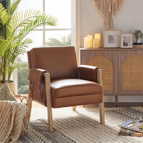 Camel Faux Leather Kirsten Accent Chair
